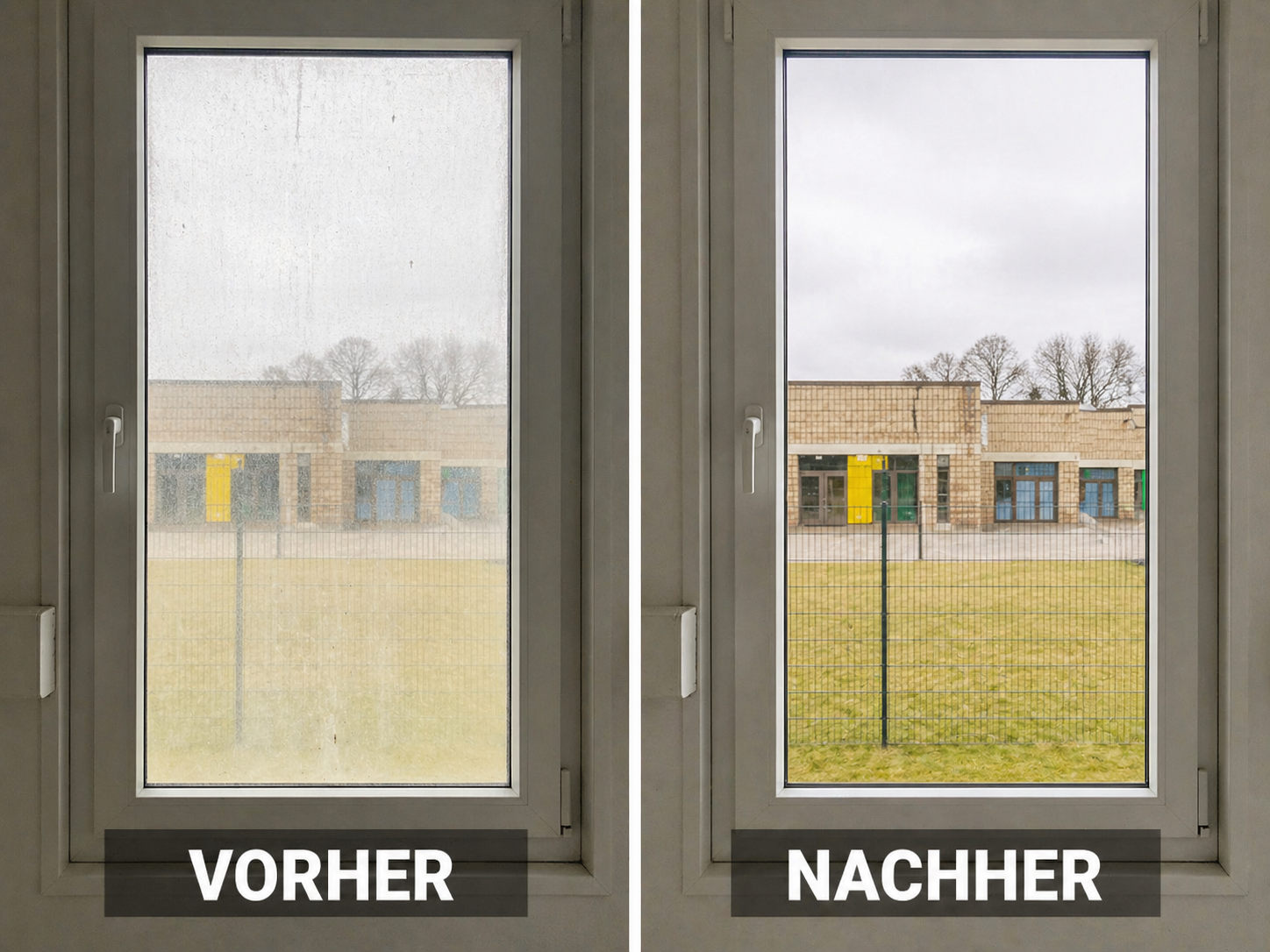 Fensterreinigung — vorher / nachher
